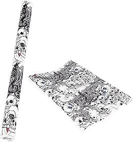 LIANGLIDE Sticker Bomb Wrap, Car & Motorcycle Skull Graffiti Decals, PVC, Black, Satin Metallic Finish