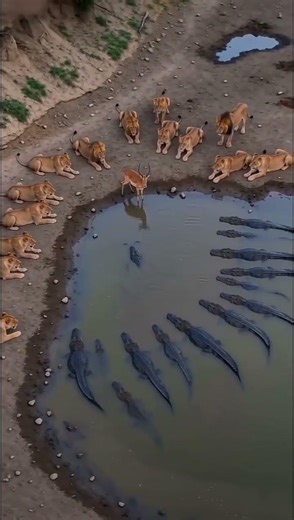 Deer Surrounded By Lions And Crocodiles 😨 Wild Animal Attack #shorts #lion