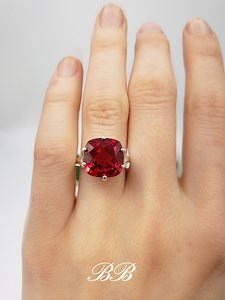8mm - 12mm Lab-created Red Ruby Cushion Cut, 6-prong Solitaire Ring, Sterling Silver or Gold, Made to Order, Jewelry Gift - Etsy