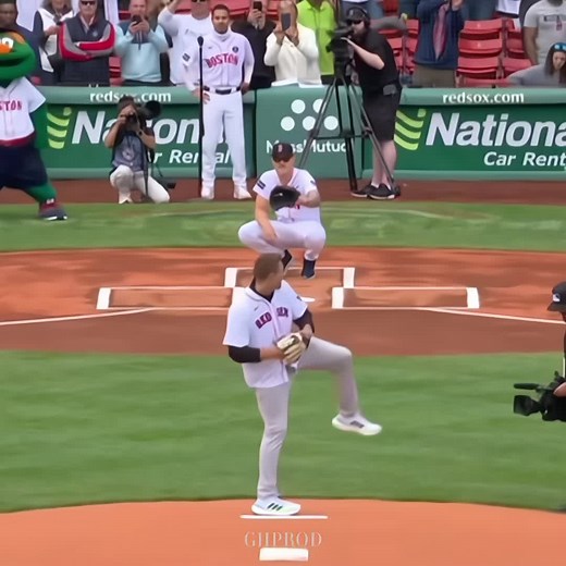 Rob Gronkowski Spike Demon and First Pitch - Patriots Touchdown Celebration