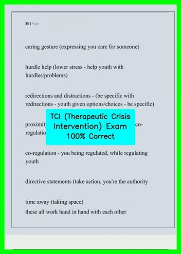 TCI Therapeutic Crisis Intervention Exam 100% Correct video