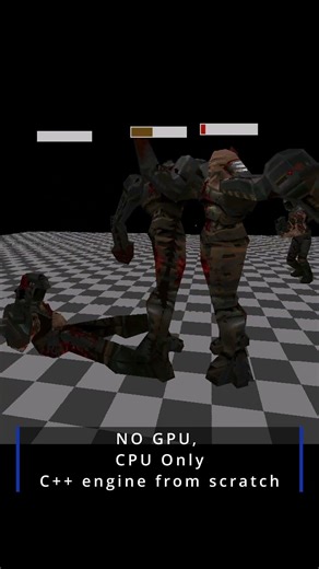 Software Renderer in C++ (No GPU) - AI Battle & Particle Blood