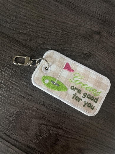 Embroidered Golf Bag Tag Keychain “greens Are Good for You” - Etsy