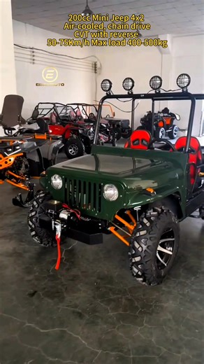 Adults Big 200CC Off road Petrol Mini willys Jeep- Automatic with Seat belts off road adventure vehicle Engine Type:200cc, GY6, single cylinder, 4-stroke- Air-cooled, CVT with reverse Max speed 50-75Km/h Max load 400-500kg Rear wheel /chain drive (2wd) 10 or 12inch offroad tires 12 liters fuel capacity Led headlight and breaklight Led signal light With new spare tire Dimension: 2360x1300x1600mm Email: emaxbike2016@gmail.com WhatsApp 8618565119998 | Emax Motorcycle Co.,Ltd