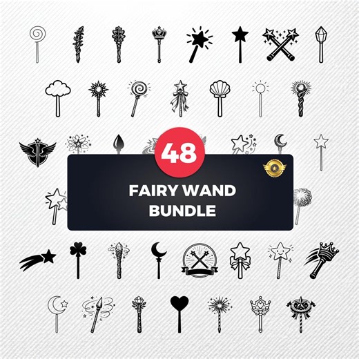 Fairy Wand SVG Bundle, 48 Magic Wand Silhouette Designs, Princess Clipart for Cricut, Wizard Scepter PNG, Magical Vector - Etsy UK
