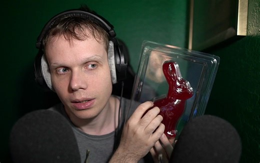 Tasting Giant Cherry Gummy Rabbit ASMR Whisper Smack Sounds