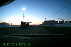 Meteor explodes in the sky above Chelyabinsk, Russia.