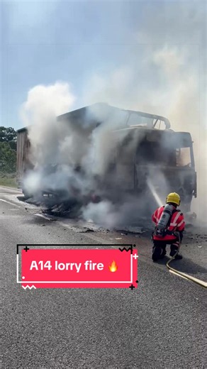 Firefighters responding to a lorry fire on the A14 🔥🚒 #firefighter #fire #hot #water #fireservice