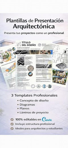 Kit de plantillas editables de presentación arquitectónica para proyectos profesionales ⭐️ #design