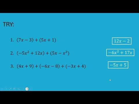Algebra 1 Adding & Subtracting Polynomials