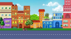 La animada ciudad Ciudad vectorial.