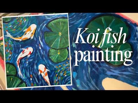 Paint with me ☁️ Painting Nature Scenes / Koi Fish Painting Tutorial | Art for Beginners Artist 🎨