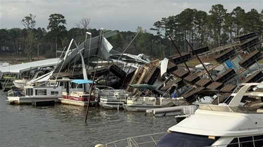 Lake O’ the Pines marina docks flipped over by high winds