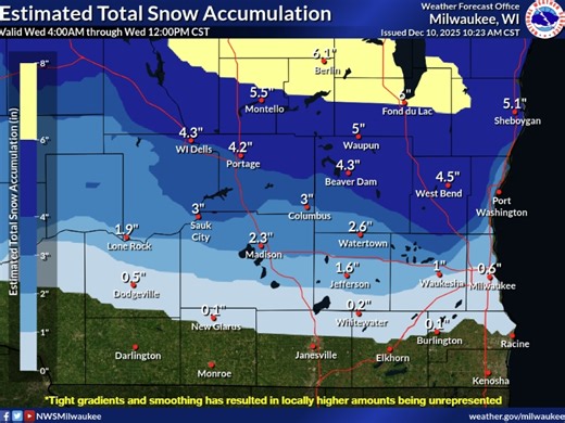 Wisconsin Snow Totals: Up To 7 Inches Fall From Oshkosh To Lake Michigan