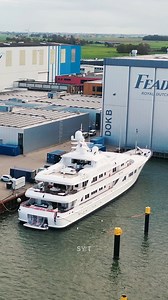 65.2-metre superyacht NECTAR spotted at Feadship’s Makkum facility, where she is currently undergoing her annual maintenance 🛠️ Nectar showcases classic exterior design by De Voogt Naval Architects and a sophisticated, fully-custom interior by Terence Disdale Design. Previously known as Callisto, the motor yacht features a refreshing and neutral palette of golds and beiges, complemented by elegant light wood paneling. Accommodating up to 12 guests across six staterooms, her full-width owner’s s