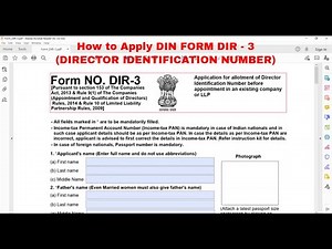 HOW TO APPLY DIN | HOW TO GENERATE DIN | FORM DIR 3 | DIR 3 KYC | DIRECTOR IDENTIFICATION NUMBER