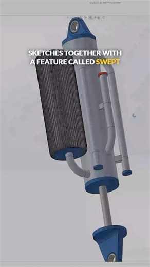 Nate Wilkerson on Instagram: "Figuring out shock length for the front suspension’s 30 inches of wheel travel! The goal is to make the shock perpendicular to the A-arm at full compression, which creates a progressive shock rate. The result is an 18-inch shock stroke, a totally feasible off-the-shelf size from a company like King, unlike the super-custom rear shocks. I’m also using the SolidWorks Swept Boss feature to model the bypass tubes by sweeping a sketch along a path! #trophytruck #suspensi