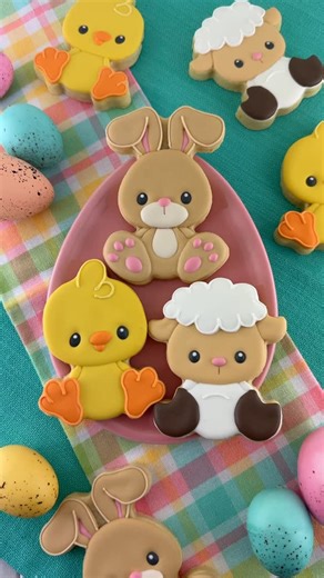 Mike | Semi Sweet Designs on Instagram: "🐑🐰🐣 Learn how to decorate these adorable Easter cookies with royal icing! This step-by-step tutorial covers a sweet lamb, bunny, and chick—perfect for spring. 🌸✨ Grab the matching cookie cutters in our shop! #EasterCookies #CookieDecorating #RoyalIcingCookies #SpringBaking"