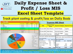 Daily Expense Sheet & Profit/Loss MIS | Excel Template for Manufacturing Costing | Format Inside