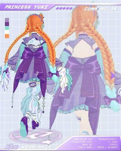 Custom VRoid Hair and Outfit for @princessyukirosevt ✨ VRoid studio, Blender with MagicaCloth #vroid