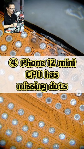 6.4K views · 64 reactions | ④iPhone 12 mini, cannot power on, initial current is zero. Delaminated the motherboard and found the third terminal inductor detached; the board layers have numerous chips misaligned and missing solder points. Removed the CPU, which also has 7 missing solder points. | QianLi Repair Tools | Facebook