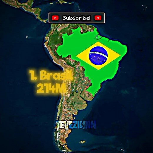 Paises mais populosos da América do Sul #mapper#southamerica#brasil#geographythroughmaps#population