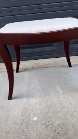 Antique 1940's Solid Mahogany Wood & Linen Upholstered Vanity Bench - Etsy