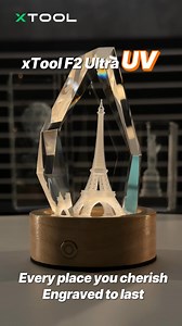 ✨ Turn every memory into a timeless masterpiece with the xTool F2 Ultra UV. ❄️ Cold laser technology keeps your glass creations flawless and pure, even in the finest details. 🏙️ From city landmarks to personal moments, transform every souvenir into a piece of art. 👉 Cool light. Warm memories. | xTool