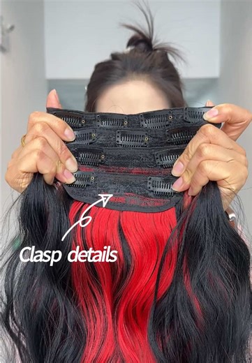 The combination of black and red 🖤and❤️ #tiktokshopjumpstartsale #clipextensions #prettygirl #fypage #beautifulhair