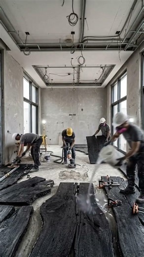 Burnt Wood Trapped in Crystal Clear Epoxy 🖤✨ | Luxury Flooring