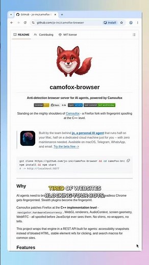 camofox-browser — stealth browser server for AI agents