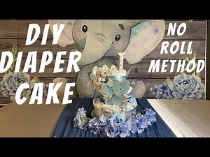 Diaper Cake Easy|How to make a diaper cake|DIY elephant baby shower decorations|Elephant Centerpiece