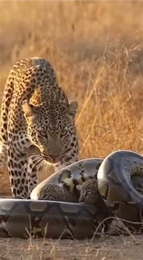 LEOPARD vs PYTHON: A Mother’s Deadliest Fight! 🐆🐍#facts #shorts