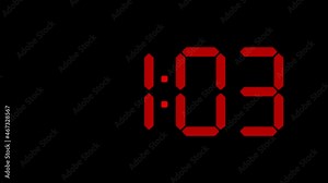 Digital Time Classic Red Series From 1 02 To 1 03 Exact Time Series Alarm Clock Front Camera Close Up Creative And Customizable Movie, Film, Video Asset