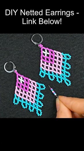 DIY Beaded Earrings - Colorful Seed Bead Netted Design Step-by-Step!