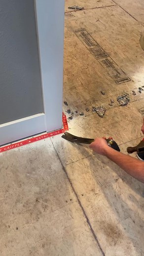 Easiest way to remove tack strip #carpet #flooring #construction #DIY #tricks #lvp #hardwood #laminateflooring #laminate | Allison Alexa
