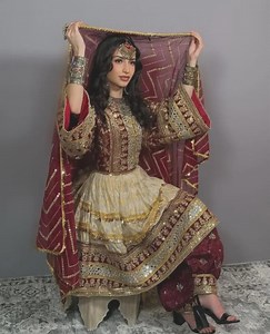 Maroon Afghan Wedding Dress – Handmade Kuchi Embroidery, Mirrorwork - Etsy