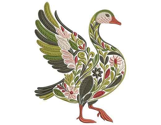 Floral Goose Machine Embroidery Design, Folk Goose Embroidery Pattern PES, Boho Embroidery, Cottagecore Embroidery, Farmhouse Decor Bird PES - Etsy