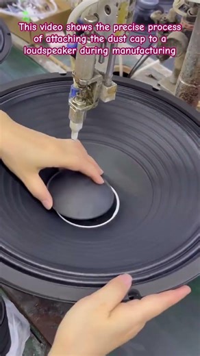 Sound Precision: Attaching the Dust Cap on a Large Woofer #AudioEngineering #Loudspeaker
