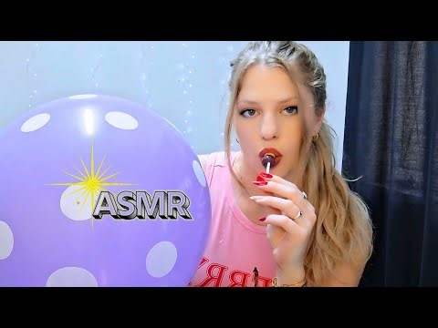✨ ASMR 🍭 Lollipop Mouth Sounds + Yoga Ball Tapping + Balloon Play🎈✨