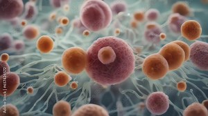 Microscopic Photography Style Clips of Bacteria, Viruses, and Other Microorganisms Moving and Dividing Under a Microscope. Macro Photography Style Animation of Microscopic Lifeforms.