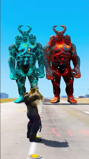Random Superheroes VS Giant Ice Titan & Lava Titan#gtav #shorts #gta