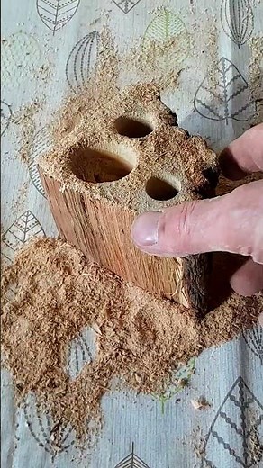 DIY Oak Log Knife Block