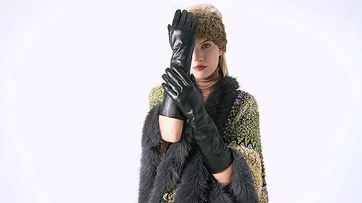 Long leather gloves for women
