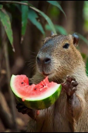 Capybara eating watermelon❤️🥰🍉