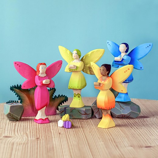 Handmade Woodland Fairies Figurines | Magic Wooden Toys for Imaginative Play | Eco-friendly Waldorf Inspired - Etsy