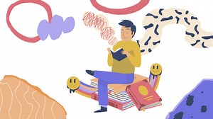 Man Reading Books in Abstract Style | Free Stock Video Footage