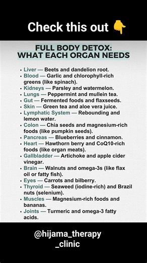 9.3K views · 162 reactions |  Detox your body, organ by organ!  Unlock the secrets to a full-body cleanse with these targeted foods. #Detox #Cleanse #WellnessJourney | Hijama Therapy Clinic | Facebook