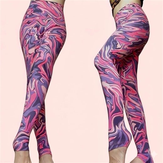 Abstract Pink Yoga Legging for women - unique color art all over print on womens high waist pants perfect for yoga , Pilates, workout