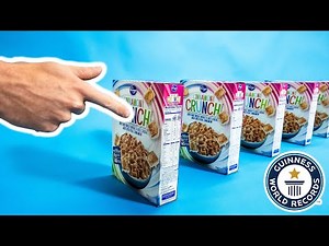 CEREAL BOX DOMINO WORLD RECORD - 12,952 Boxes Toppled as Dominoes!